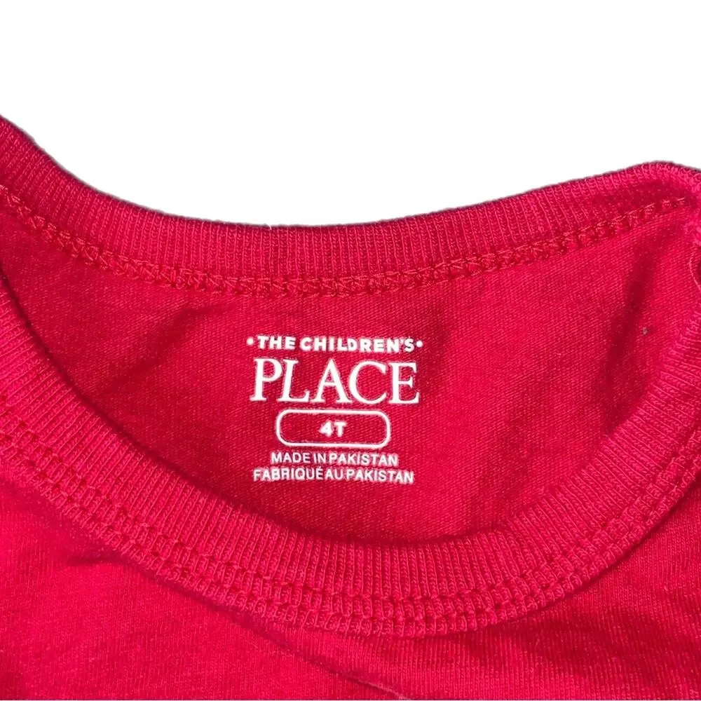 Children’s Place Team Santa 2022 Long Sleeve T-Shirt Toddler Size 4T Red